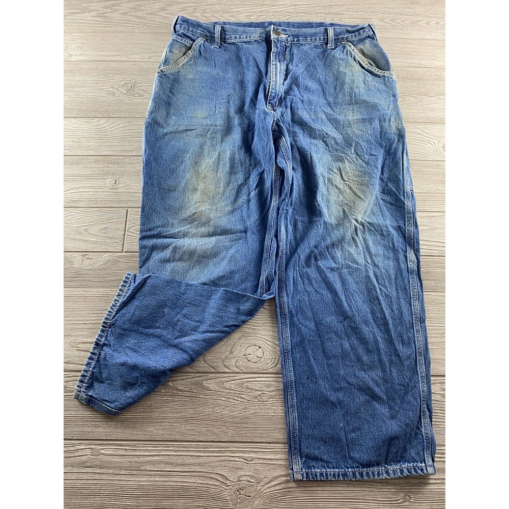 Carhartt Original Dungaree Carpenter Work Fit Men Denim Blue Jeans 42X30 B13 DST